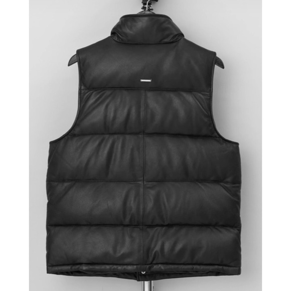 Deadwood x Free People Leather Vermont Sm & Lg Black Recycled Puffer Vest - Picture 5 of 9